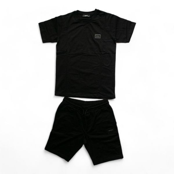 Compleu Boss  negru 01 ( tricou + pantaloni scurti)